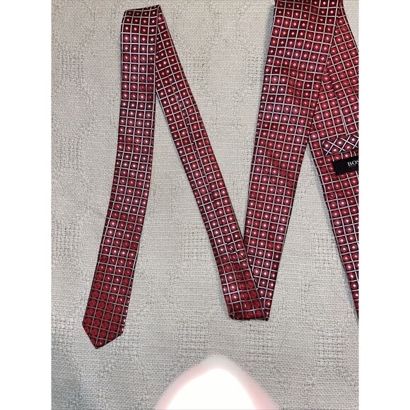 Boss Hugo Boss Men’s Dress Tie Size 57” 3.25” Red Silk Jacquard Business Formal - Picture 11 of 12